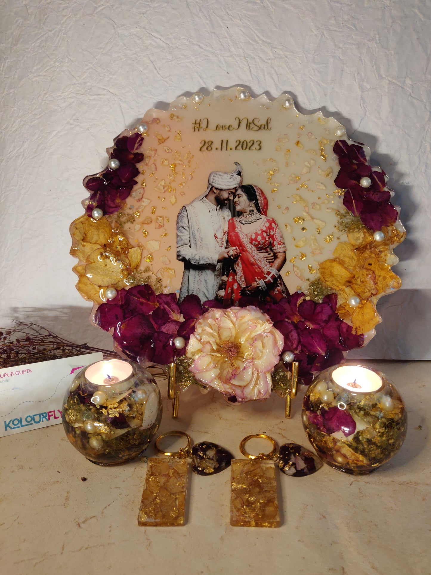 Flower Preserved Photo with Keychain