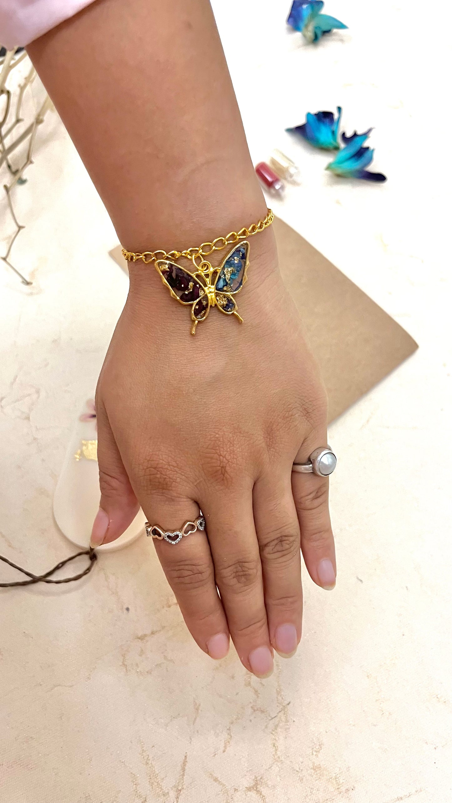 Convertible butterfly pendant bracelet for sister