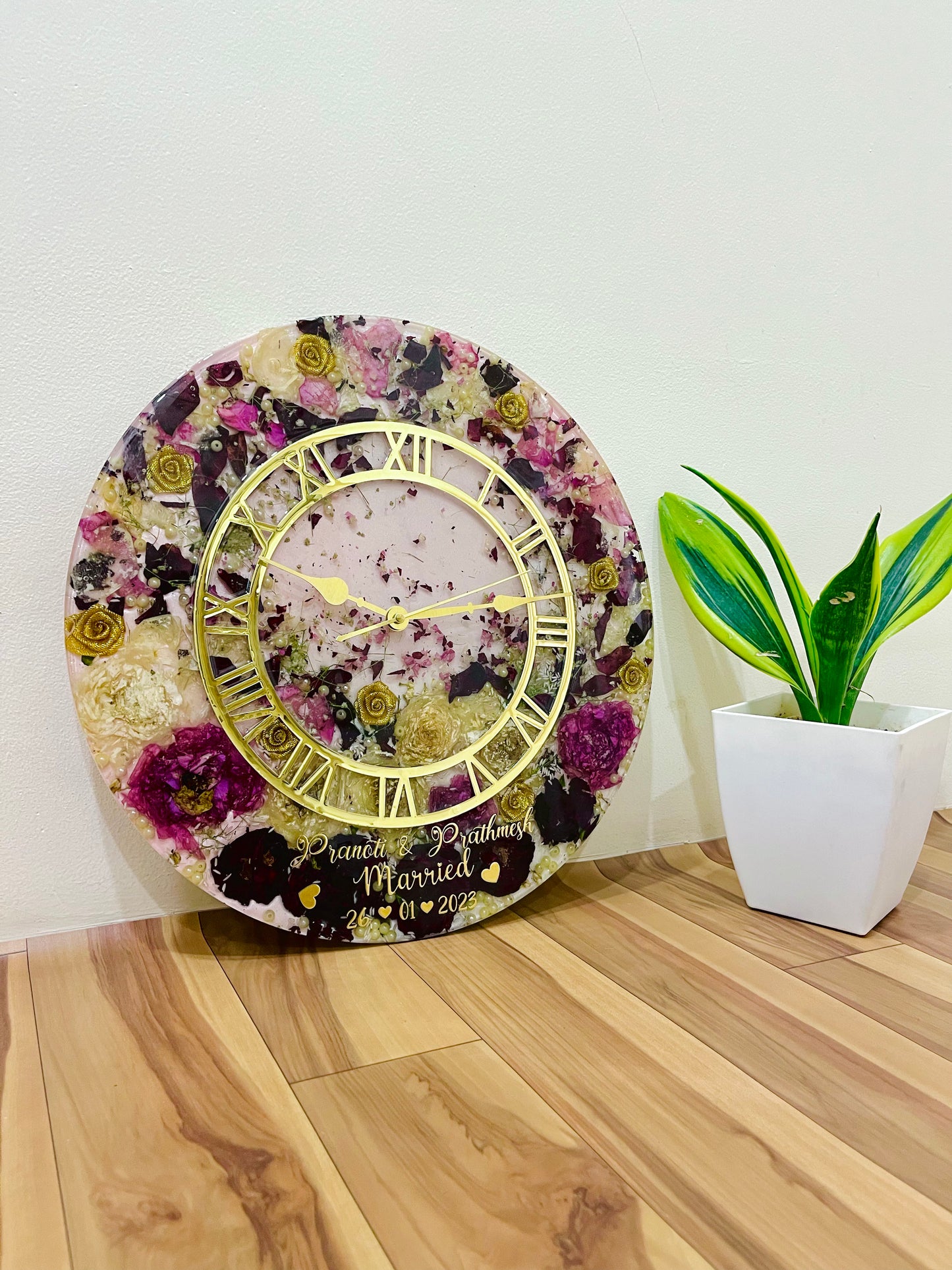 Flower Preserved Wall Clock-14 inch