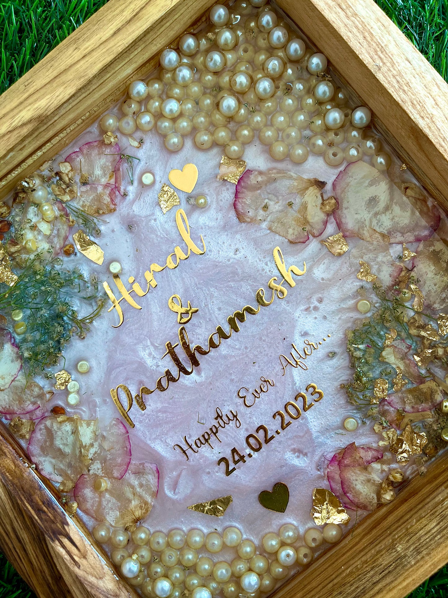 Flower Preserved Frame with Name