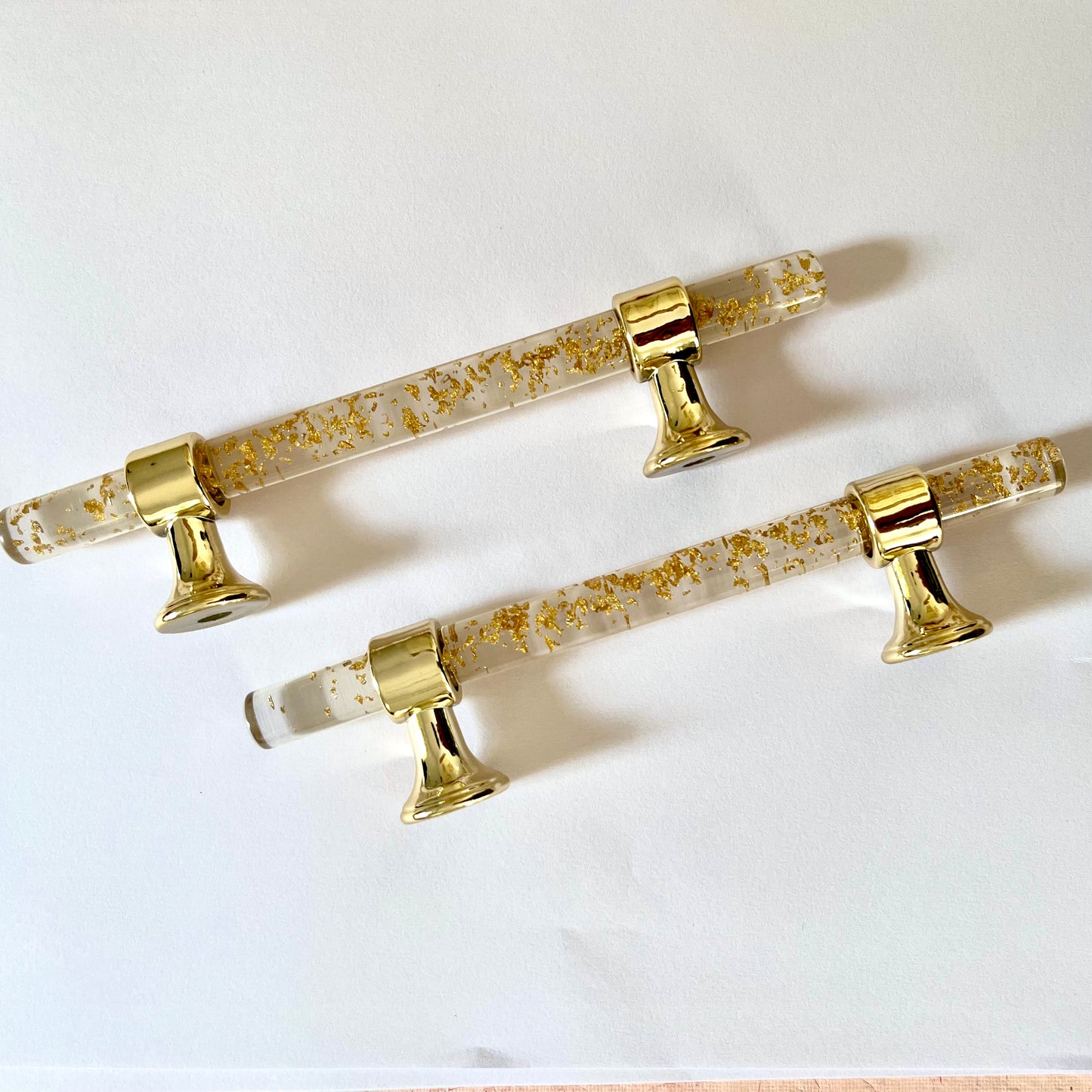 Golden transparent Handles  for tray / Golden Flakes Handle