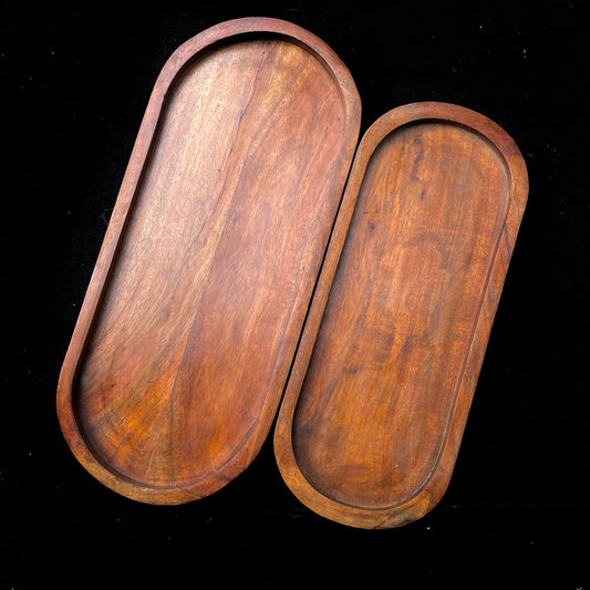 Sesame wood Tray Set of 2 (Oval)